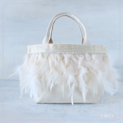 《ひつじさん様専用ページ》Grege feather bag＊ivory×ivory＊MOKUBA 3枚目の画像