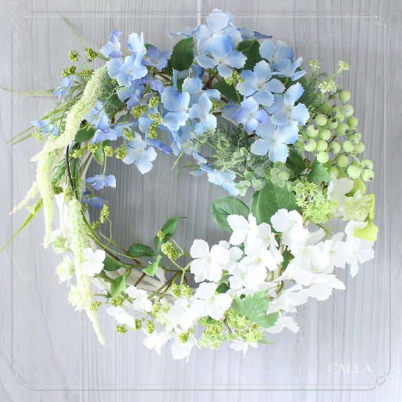 爽やかな☆Hydrangea Wreath〜MLsize 1枚目の画像