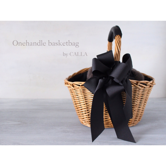 《Last1点》Onehandle Basketbag with fur pouch & ribbon 3枚目の画像