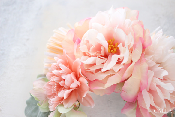 《Creema限定・1点物》優しいパステルカラーのお正月飾り　fuwari＊pink 〆縄リース 3枚目の画像