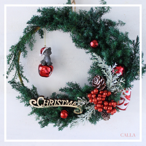 Christmas kitten wreath☆☆☆crescent☆☆☆リースbox入り 2枚目の画像