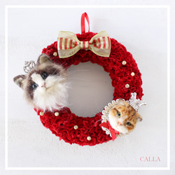 《4月限定ニ個》世界でたった１つ愛猫ちゃんのSweet cat wreath♡〜カーネーション〜 7枚目の画像