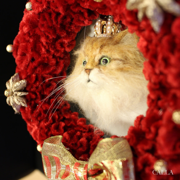 《4月限定ニ個》世界でたった１つ愛猫ちゃんのSweet cat wreath♡〜カーネーション〜 9枚目の画像