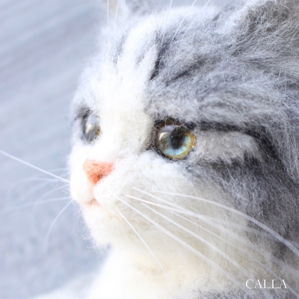 一点物☆子猫ちゃんのふわふわ花籠リース 4枚目の画像