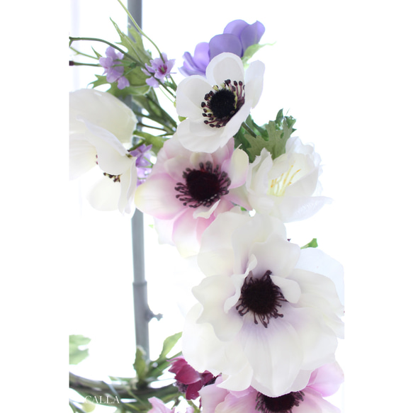 《1点物》アール・ヌーヴォー調　Oval Anemone Wreath〜Msize 3枚目の画像