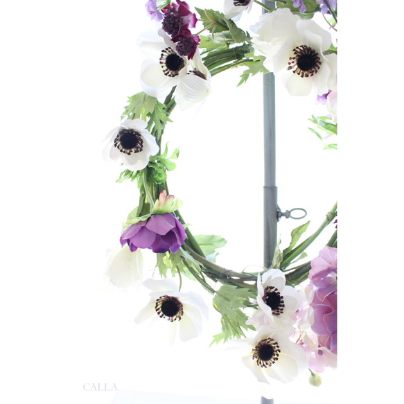 《1点物》アール・ヌーヴォー調　Oval Anemone Wreath〜Msize 4枚目の画像