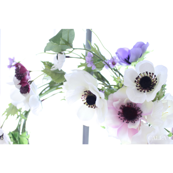 《1点物》アール・ヌーヴォー調　Oval Anemone Wreath〜Msize 5枚目の画像