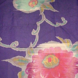 sold out青紫＆ピンクのダリアが可愛いお召しチュニックワンピース裾変形・着物リメイク 2枚目の画像