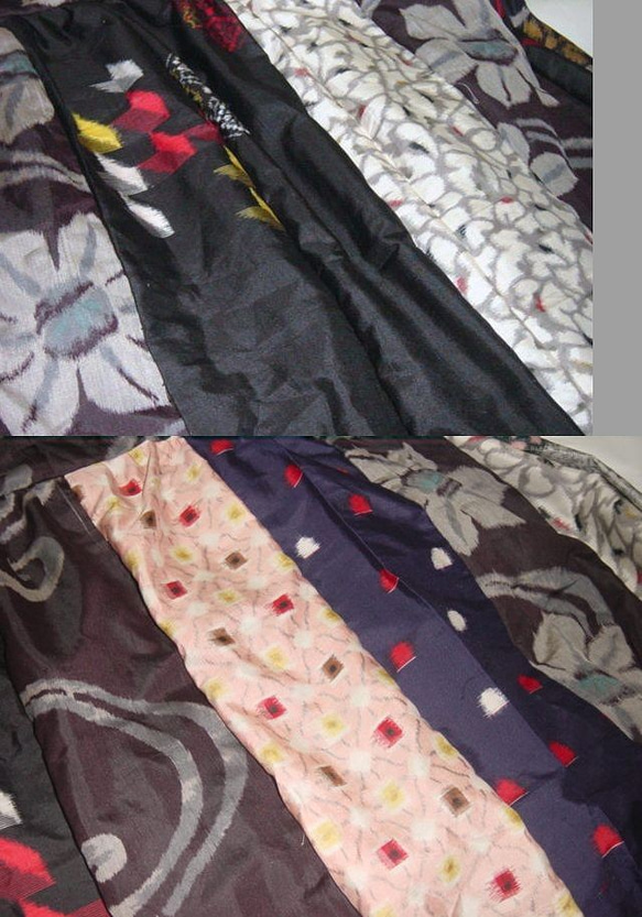 Sold Out着物リメイク♪ユリが素敵な銘仙色々チュニックワンピース裾変形♪ハンドメイド 4枚目の画像