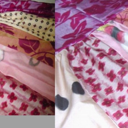 Sold Out着物リメイク★ラブリーピンク系銘仙色々チュニックワンピース★裾変形 4枚目の画像