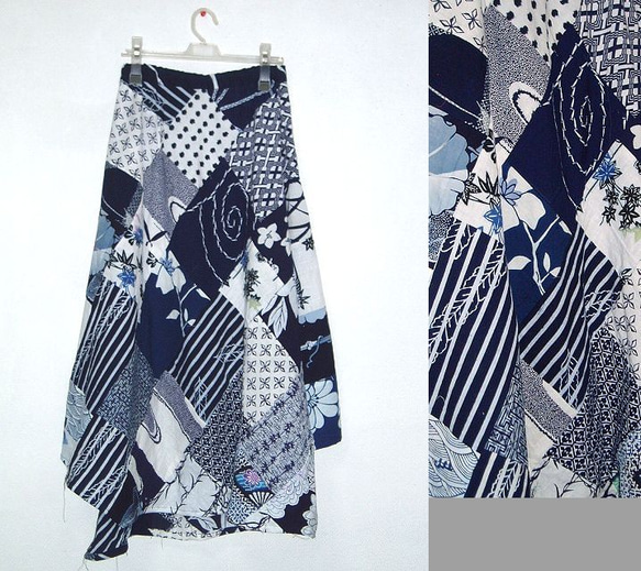 夏色・ブルー＆ホワイト浴衣色々イレギュラースカート 4枚目の画像