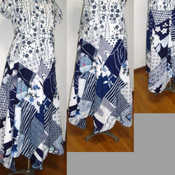夏色・ブルー＆ホワイト浴衣色々イレギュラースカート 5枚目の画像
