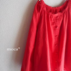 [訂購生產/再出售]棉亞麻插肩袖寬鬆的短上衣開襟★紅 第3張的照片
