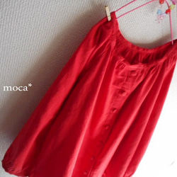 [訂購生產/再出售]棉亞麻插肩袖寬鬆的短上衣開襟★紅 第4張的照片