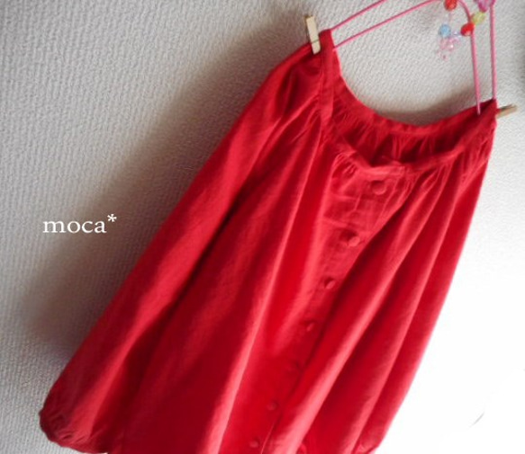 [訂購生產/再出售]棉亞麻插肩袖寬鬆的短上衣開襟★紅 第4張的照片