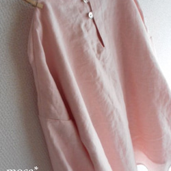 【訂單生產/再次上架】亞麻正面清爽舒適襯衫★淡粉色 第8張的照片