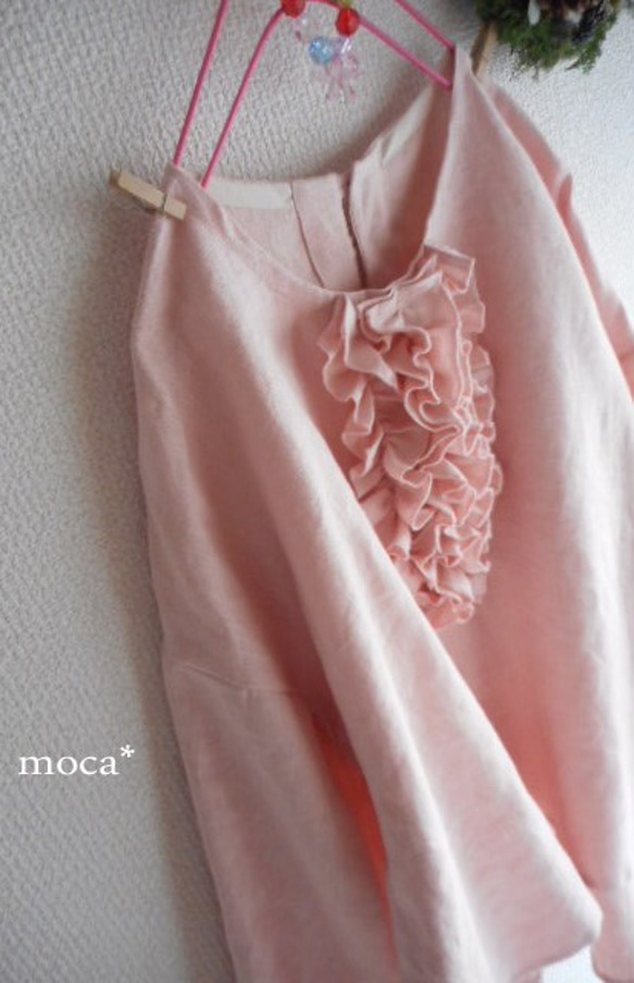 【訂單生產/再次上架】亞麻正面清爽舒適襯衫★淡粉色 第10張的照片