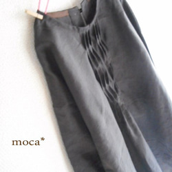 【訂單生產/再次上架/最後一件衣服】亞麻前面Minami Pin Tuck長度連衣裙★木炭 第2張的照片