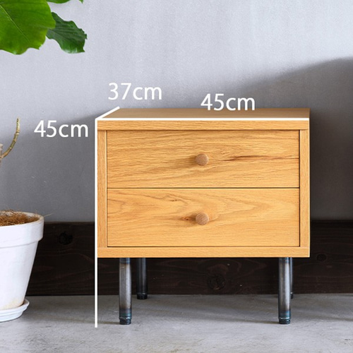 チェスト オーク×アイアン 2段 引き出し タンス 収納 サイド テーブル