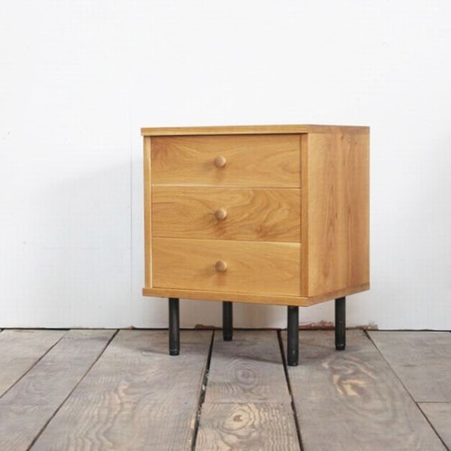 チェスト オーク×アイアン 3段 引き出し タンス 収納 サイド テーブル