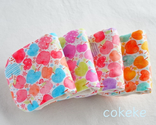 8重ガーゼハンカチ りんご and てんとう虫 4枚セット 雑貨・その他