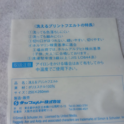 ﾗｶﾞﾃﾞｨ ｱﾝ&ｱﾝｼﾞｰ洗えるﾌﾟﾘﾝﾄﾌｪﾙﾄ2枚ｾｯﾄ
定形外郵便送料無料 3枚目の画像