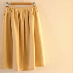パステルカラーリネンのスカート カスタード bottom-22 1枚目の画像