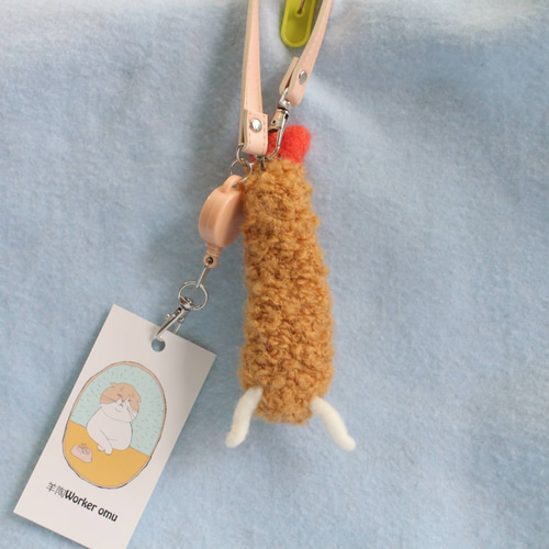 ストラップ【ジャンボねこフライ(三毛猫)】 羊毛フェルト ストラップ【ジャンボねこフライ(三毛猫)】 羊毛フェルト