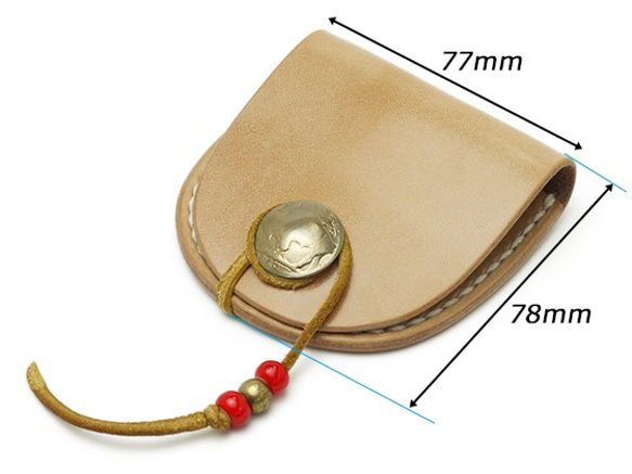 Pitem1013 [插入名稱]簡單的馬蹄形零錢包鹿花邊和concho天然珠子都是四種顏色77×78毫米 第3張的照片