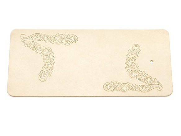 Pkit801 [帶羽毛剪]折疊式皮夾套件（BOX型）10.5x12cm厚度3cm自然（ 第3張的照片