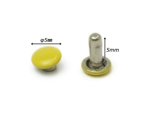 EG1007-16 両面カシメ　極小 φ5mm｜足の長さ5mm 黄 20ヶ 2枚目の画像