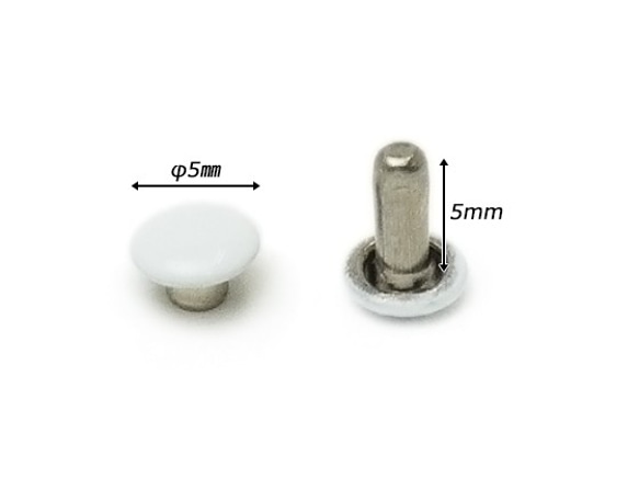 EG1007-30 両面カシメ　極小 φ5mm｜足の長さ5mm 白 20ヶ 2枚目の画像