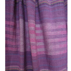 手織り綿絣ロングスカート、菫色ボーダー柄、オールシーズン 9枚目の画像