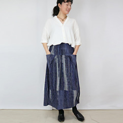 SALE☆彡手織り綿絣、青色が綺麗なバルーンスカート 3枚目の画像