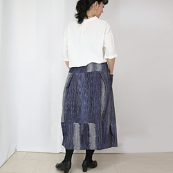 SALE☆彡手織り綿絣、青色が綺麗なバルーンスカート 4枚目の画像