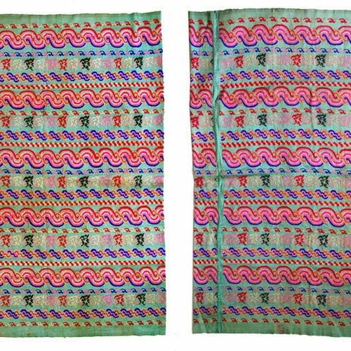 ミャンマーのルンタヤ（luntaya) 手織り絹織物布、希少品 生地 シノア  