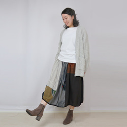 草木染め、手織り綿のパッチワークバルーンスカート、フリーサイズ， 4枚目の画像
