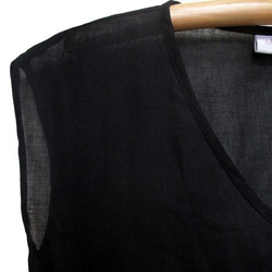 SALE☆彡ゆったりサイズの涼しいコットン黒の半袖ブラウス、２L 4枚目の画像