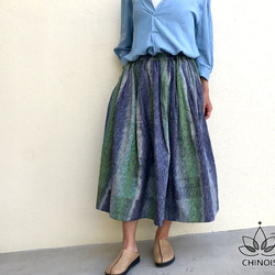 再販フリーサイズの手織りコットンギャザーロングスカート、オールシーズン可、YPSK71C 1枚目の画像