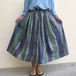 再販フリーサイズの手織りコットンギャザーロングスカート、オールシーズン可、YPSK71C 2枚目の画像