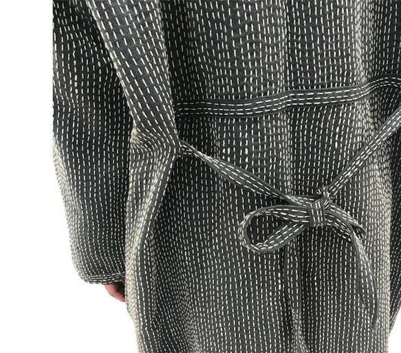 L~3Lサイズ、刺し子のWガーゼローブコート、ロングコート、羽織コート 8枚目の画像