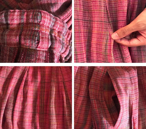 再販☆彡手織りコットンギャザーロングスカート、ピンク、オールシーズン可 5枚目の画像