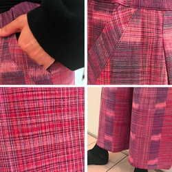 美しい手織り綿、コットンロングパンツ、ピンク、フリーサイズ、オールシーズン 3枚目の画像