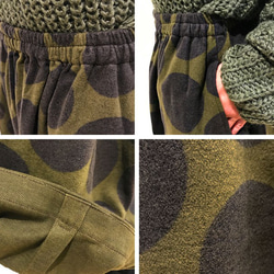 起毛コットンの温かバルーンスカート、フリーサイズ、ダークカーキ 5枚目の画像