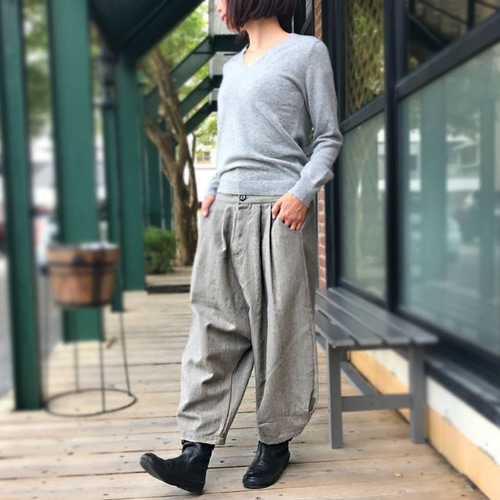 SALE☆彡M~L対応、ウール混のあったかお洒落なサルエルパンツ