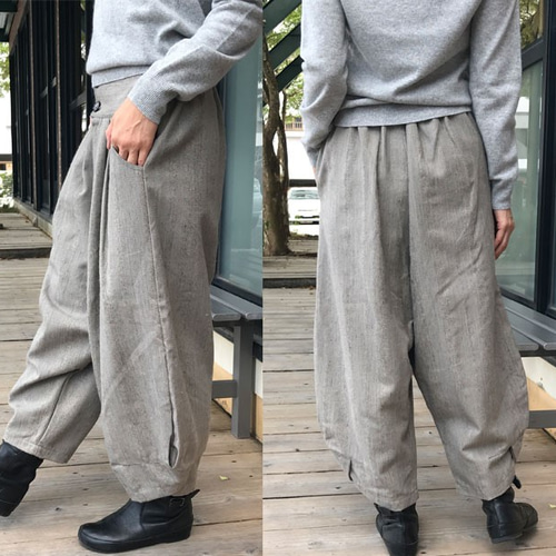 SALE☆彡M~L対応、ウール混のあったかお洒落なサルエルパンツ