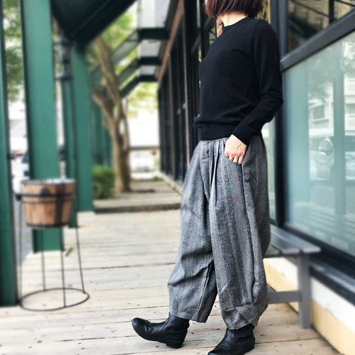 特別セーフ 再販☆L~2L対応、ウール混のあったかお洒落なサルエルパンツ パンツ