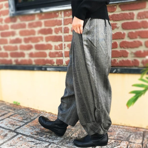 再販☆L~2L対応、ウール混のあったかお洒落なサルエルパンツ