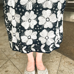 手縫いソフトヘンプの刺し子ギャザーロングスカート、ウエストフリーサイズ 6枚目の画像