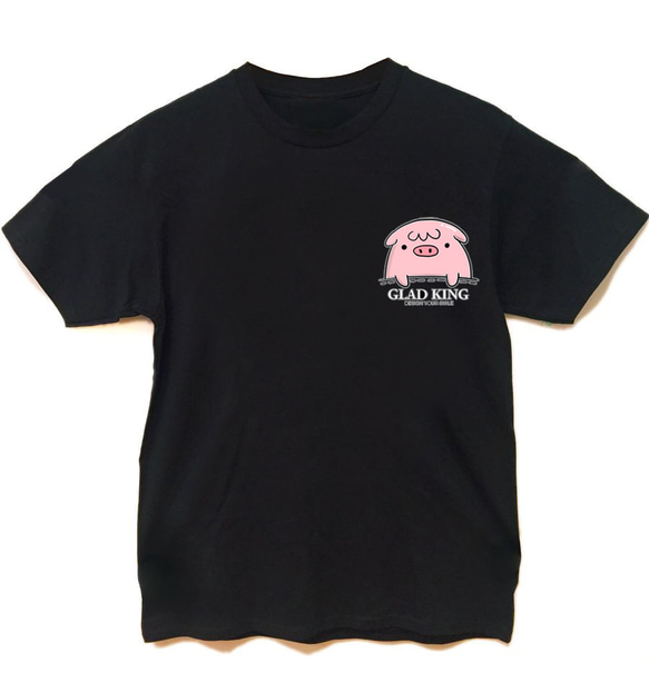 マッド馬ストアGLAD KING {黒半袖TシャツポケットQQピンクの豚] 1枚目の画像